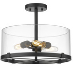 Callista Semi Flush Ceiling Light - Matte Black / Clear