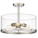 Callista Semi Flush Ceiling Light - Polished Nickel / Clear