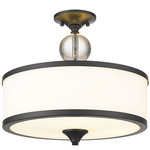 Cosmopolitan Semi Flush Ceiling Light - Matte Black / Etched White / Etched White