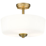 Arlington Semi Flush Ceiling Light - Heritage Brass / Etched White / Etched White
