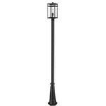 Nuri Outdoor Post Light with Round Post/Hexagon Base - Black / Clear