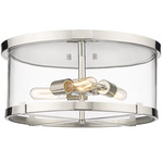 Callista Flush Ceiling Light - Polished Nickel / Clear