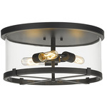 Callista Flush Ceiling Light - Matte Black / Clear