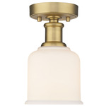 Bryant Mini Semi-Flush Ceiling Light - Heritage Brass / Matte Opal