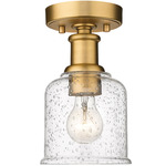Bryant Mini Semi-Flush Ceiling Light - Heritage Brass / Clear Seedy