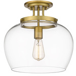 Joliet Semi Flush Ceiling Light - Olde Brass / Clear