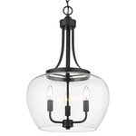 Joliet Dome Pendant - Matte Black / Clear