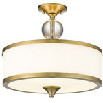 Cosmopolitan Semi Flush Ceiling Light - Heritage Brass / Etched White / Etched White