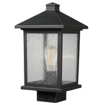 Portland Outdoor Post Light with Square Fitter - Oil Rubbed Bronze / Clear Seedy