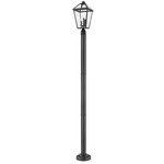 Talbot Outdoor Post Light with Round Post/Stepped Base - Black / Clear Beveled