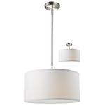 Albion Dual Mount Pendant - Brushed Nickel / White Linen