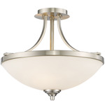 Bordeaux Semi Flush Ceiling Light - Brushed Nickel / Matte Opal