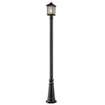 Holbrook Outdoor Post Light with Round Post/Hexagon Base - Black / White Seedy