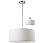 Albion Dual Mount Pendant - Brushed Nickel / White Linen