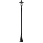 Armstrong  Outdoor Post Light with Round Post/Hexagon Base - Black / Clear Water