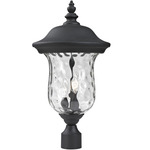 Armstrong Outdoor Post Light with Round Fitter - Black / Clear Water