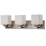 Quube Bathroom Vanity Light - Brushed Nickel / Matte Opal