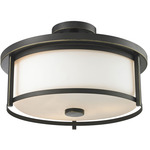 Savannah Semi Flush Ceiling Light - Bronze / Matte Opal