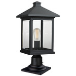 Portland Outdoor Pier Light with Traditional Base - Black / Clear Beveled