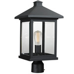 Portland Outdoor Post Light with Round Fitter - Black / Clear Beveled