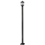 Portland Outdoor Post Light with Square Post/Stepped Base - Black / Clear Beveled