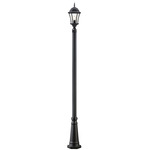 Wakefield Outdoor Post Light with Round Post/Hexagon Base - Black / Clear Beveled