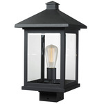 Portland Outdoor Post Light with Square Fitter - Black / Clear Beveled