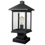 Portland Outdoor Pier Light with Square Stepped Base - Black / Clear / Clear Beveled