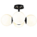 Midnetic Semi Flush Ceiling Light - Matte Black / Matte Opal