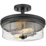 Bohin Semi Flush Ceiling Light - Matte Black / Clear Seedy