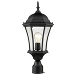 Wakefield Outdoor Post Light with Round Fitter - Black / Clear Beveled