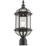 Annex Outdoor Post Light with Round Fitter - Black / Clear Beveled