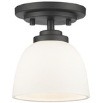 Ashton Mini Semi-Flush Ceiling Light - Bronze / Matte Opal