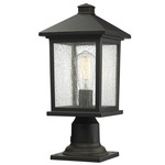 Portland Outdoor Pier Light with Traditional Base - Oil Rubbed Bronze / Clear Seedy