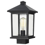 Portland Outdoor Post Light with Square Fitter - Black / Clear Beveled