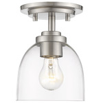 Ashton Mini Semi-Flush Ceiling Light - Brushed Nickel / Clear