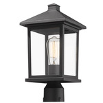Portland Outdoor Post Light with Round Fitter - Black / Clear Beveled