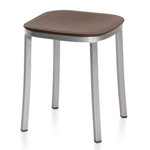 1 Inch Stool - Hand Brushed Aluminum / Brown