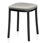 1 Inch Stool - Black Powder Coated Aluminum / Light Melange Wool Fabric