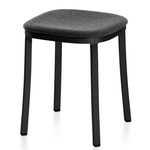 1 Inch Stool - Black Powder Coated Aluminum / Dark Melange Wool Fabric