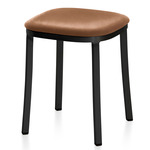 1 Inch Stool - Black Powder Coated Aluminum / Tan Leather