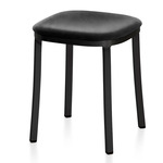 1 Inch Stool - Black Powder Coated Aluminum / Black Leather