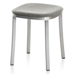 1 Inch Stool - Hand Brushed Aluminum / Light Melange Wool Fabric