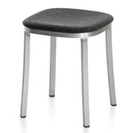 1 Inch Stool - Hand Brushed Aluminum / Dark Melange Wool Fabric