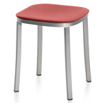 1 Inch Stool - Hand Brushed Aluminum / Orange Polypropylene