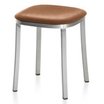 1 Inch Stool - Hand Brushed Aluminum / Tan Leather