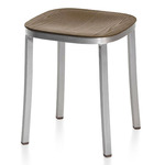 1 Inch Stool - Hand Brushed Aluminum / Walnut Plywood