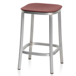 1 Inch Bar/ Counter Stool - Hand Brushed Aluminum / Bordeaux Polypropylene