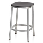 1 Inch Bar/ Counter Stool - Hand Brushed Aluminum / Dark Grey