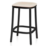 1 Inch Bar/ Counter Stool - Black Powder Coated Aluminum / Ash Plywood